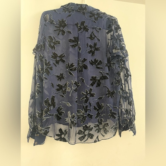Saloni Floral Applique Sheer Top Silk Blend Size 8 - Picture 2 of 4